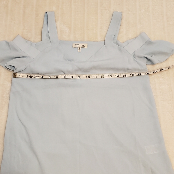Monteau Baby Blue Flutter Sleeve Cold Shoulder Blouse - Picture 8 of 12